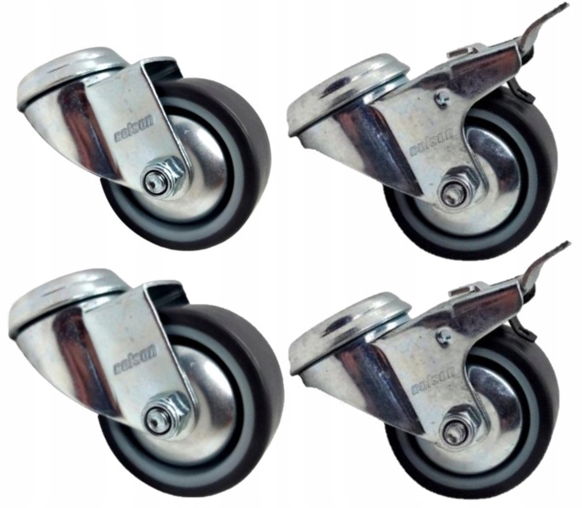 4x Zwenkwielen met Rem 125mm - 360kg Draagvermogen