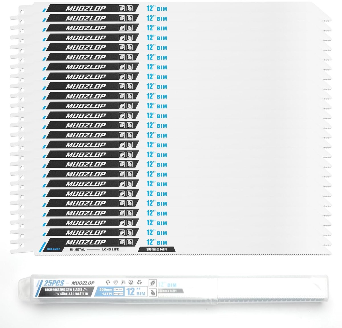 Reciprocating zaagbladen set 300mm - 25 stuks - 14 TPI - ideaal voor metaalbewerking