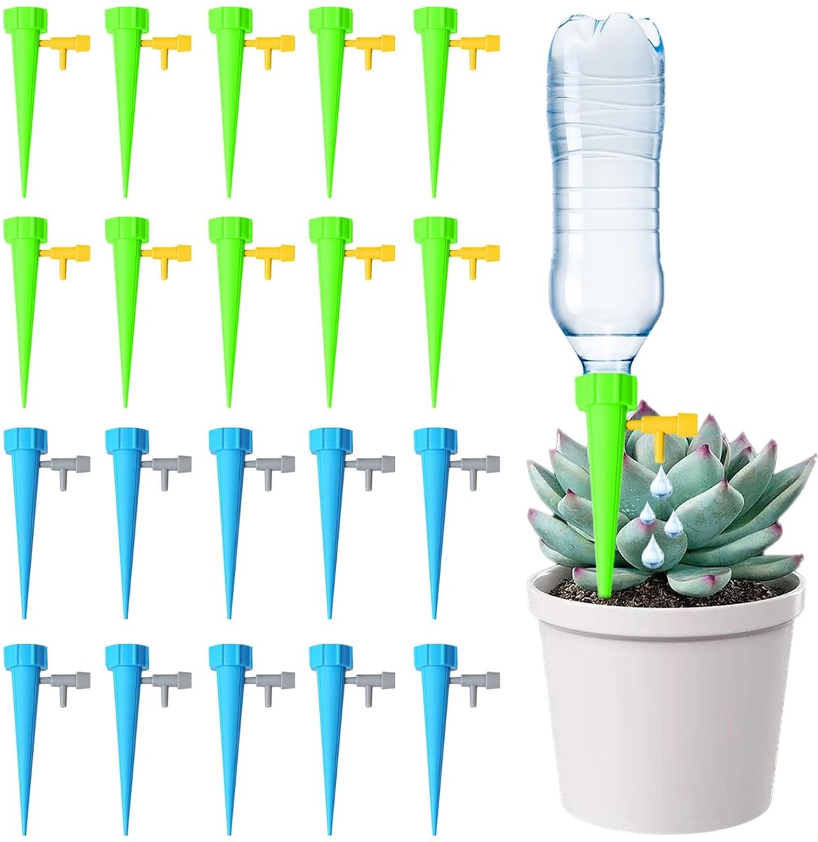 JSTHHTT Automatische bewateringsset, 20 stuks plantenbewateringssysteem voor tuin, vakantiebrigging met verstelbaar - ShopVlot