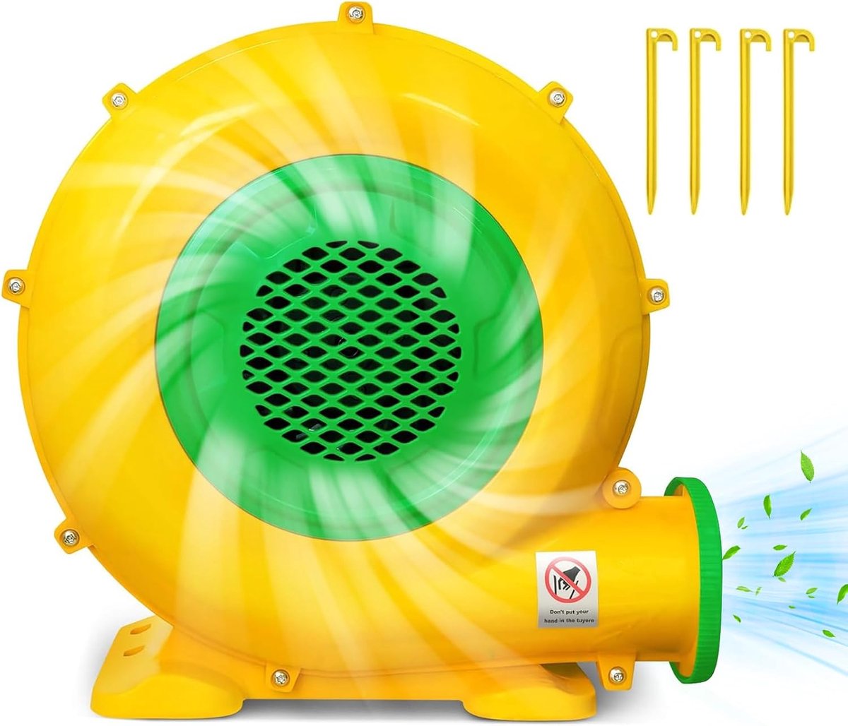 Bouncy Castle Fan, Electric Air Pump with Handle and Ground Pegs, 750 W, Large Bottom and Air Gate, Portable Permanent - ShopVlot