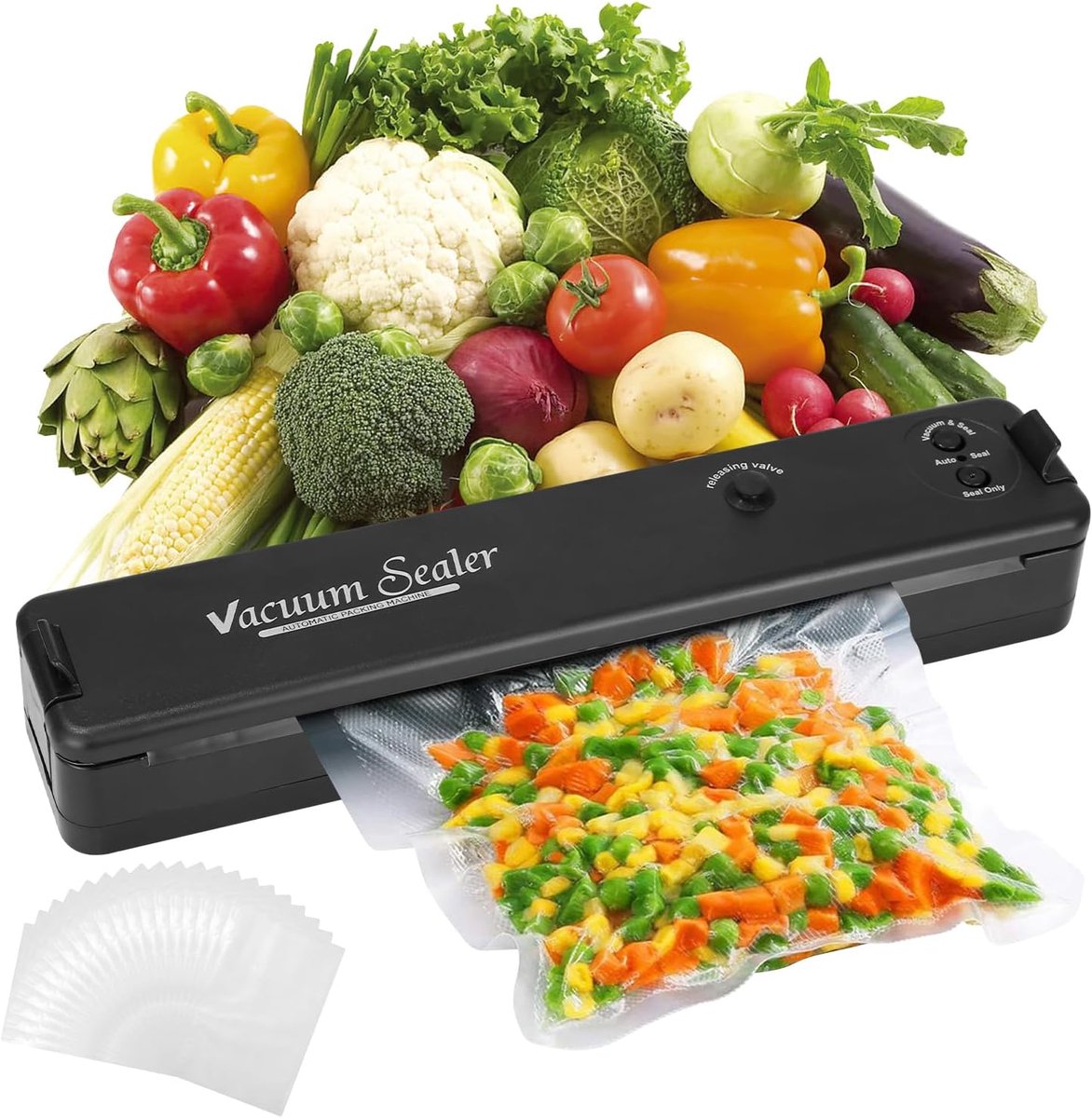 Vacuum machine for food with 20 vacuum bags, professional fresh up to 7x longer - ShopVlot