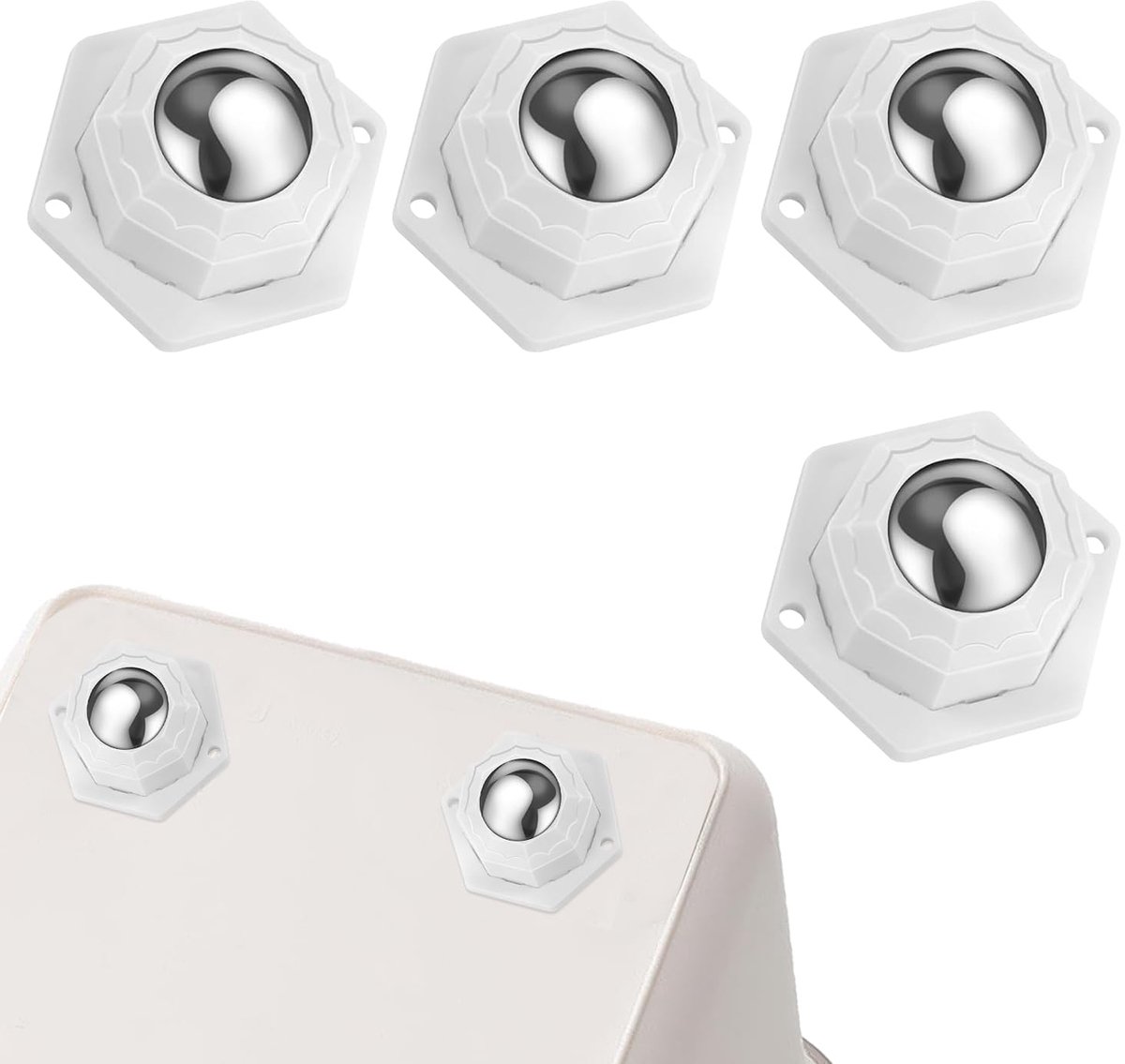 Pack of 4 Robust Self-Adhesive Furniture Wheels, 360° Swivel Furniture Wheels for Movement with 300 kg Load Capacity - ShopVlot