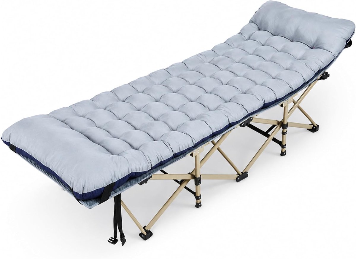 DreamGoods Veldbed met Matras - Opvouwbaar Campingbed - Inklapbaar Logeerbed Volwassenen - 190x80 cm - ShopVlot