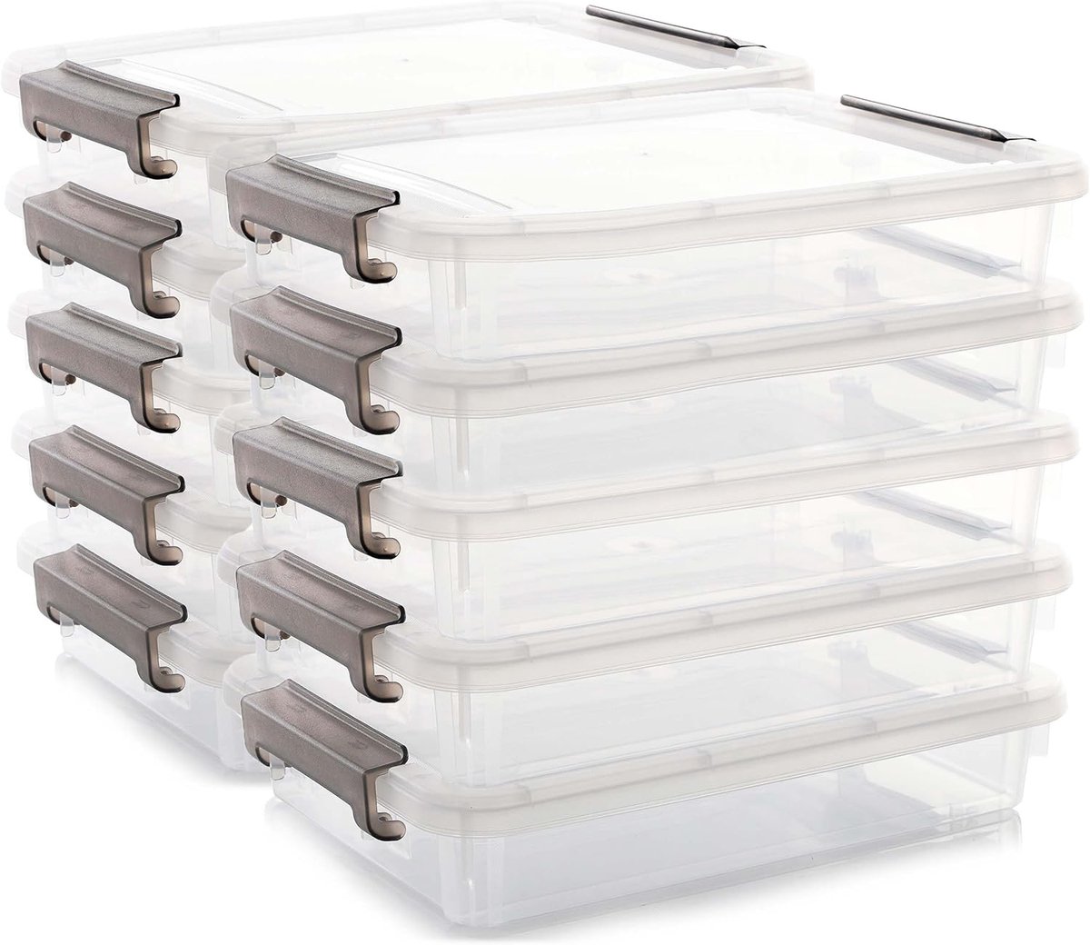 Citylife 4.5L - Set of 10 Storage Boxes A4 with Lid, Plastic Storage Bins Transparent File Box for Organizing A4 - ShopVlot