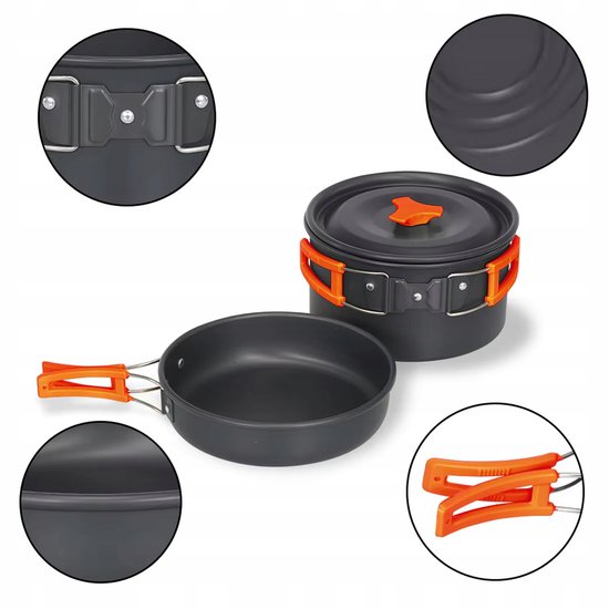 XXL Kampeer Kookset - 19 Delig - Aluminium - Inclusief Pannenset & Ketel — afbeelding 4