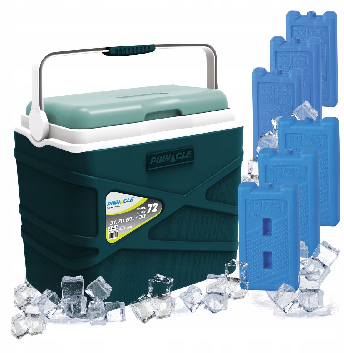 Pinnacle Koelbox 30L - Draagbaar, 72u Koel, Incl. 6 Koelaccu's
