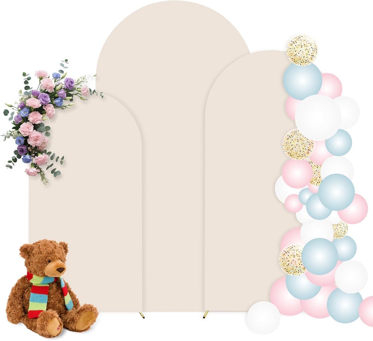 Boog-achtergrondafdekking 1,8 m - crèmewit - elastisch materiaal - perfect voor bruiloften - ShopVlot
