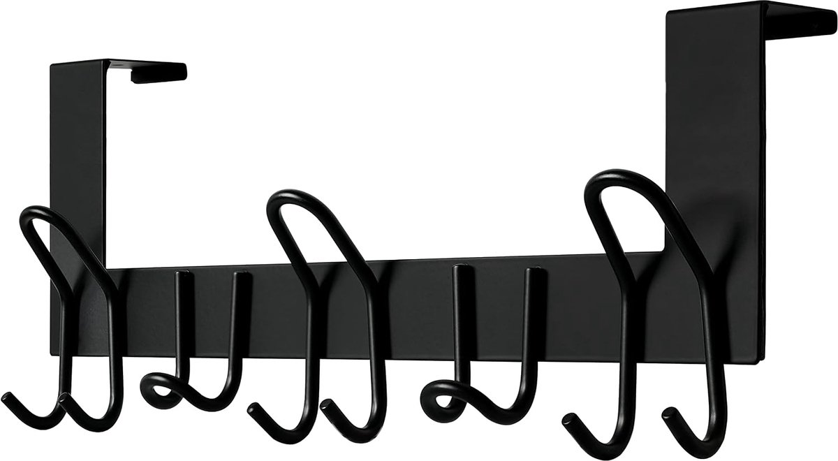 Deurhaken met 11 haken - Metalen deurhanger - Geschikt voor deuren tot 4,5 cm - Ideaal voor jassen en handdoeken - ShopVlot