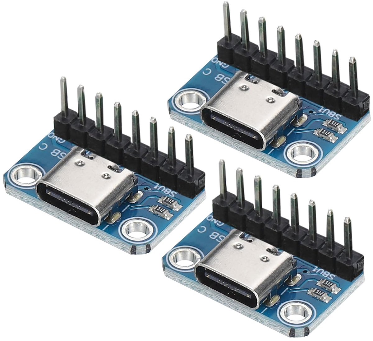 USB Type C breakout board female 2.54mm - 8-Pin connector - blauw - compatibiliteitscheck - ShopVlot