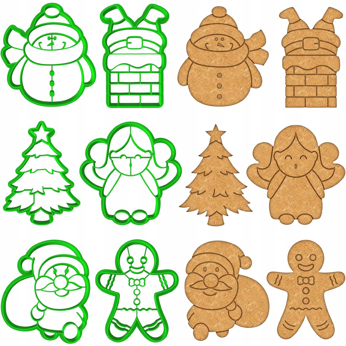 6x Kerstkoekjes Uitsnijders Set XXL - Vrolijke Feestdagen Vormpjes