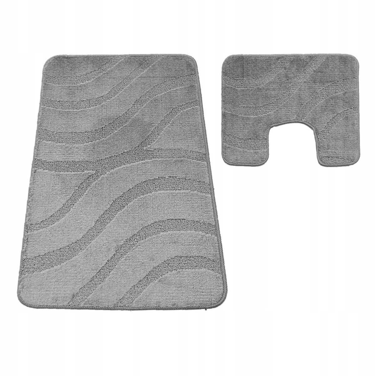 Grijze Badkamermatten Set met WC-uitsparing - 50x80cm & 40x50cm