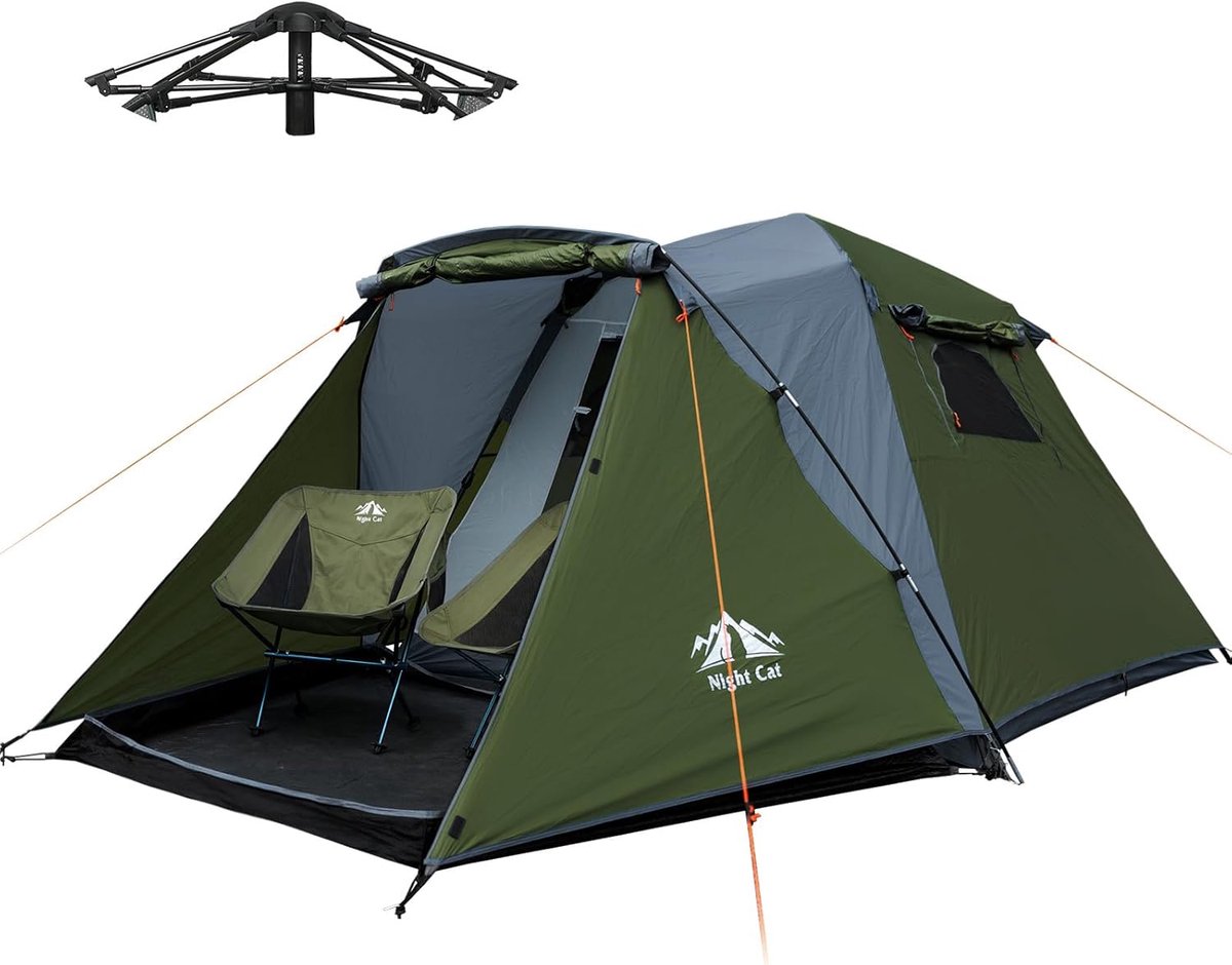 Night Cat Werptent voor 4 Personen: Waterdicht Pop-up Tent Eenvoudige Opzet voor Kamperen Wandelen