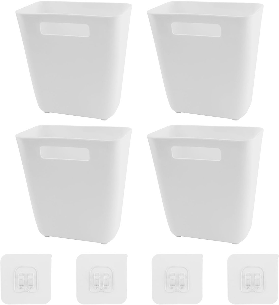 Solidchoice- Organizerdoos 4 stuks - Zelfklevend - Opbergdozen voor Keukenkastdeuren - Badkamer/Koelkast - Duurzaam PP-kunststof - Afmetingen 14 x 9 x 15 cm
