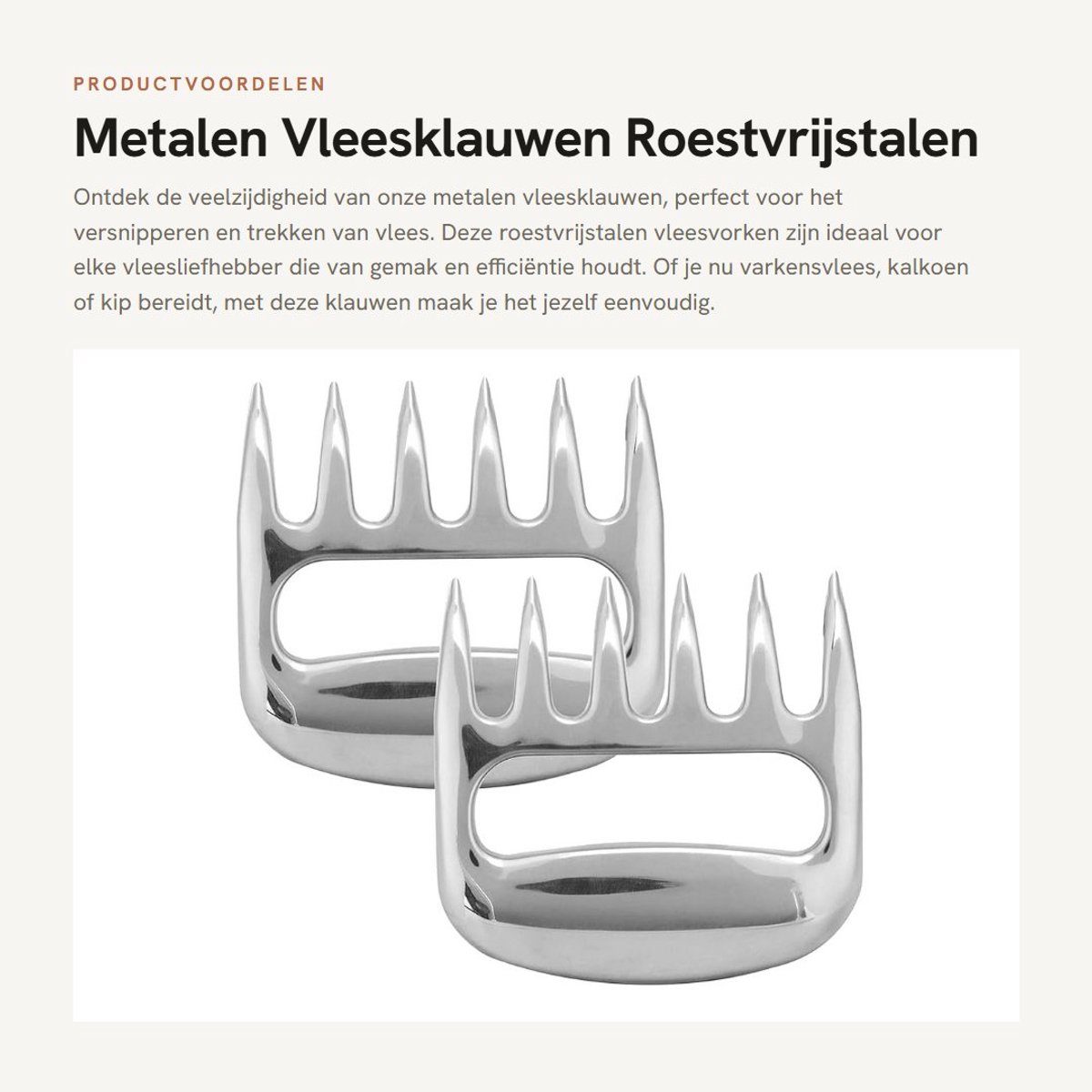 Solidchoice- Vleesklauwen Roestvrij staal - Vlees versnipperen - Vlees trekken - Vlees overhandigen - Vlees optillen - Vaatwasmachinebestendig - Vleesversnipperaar