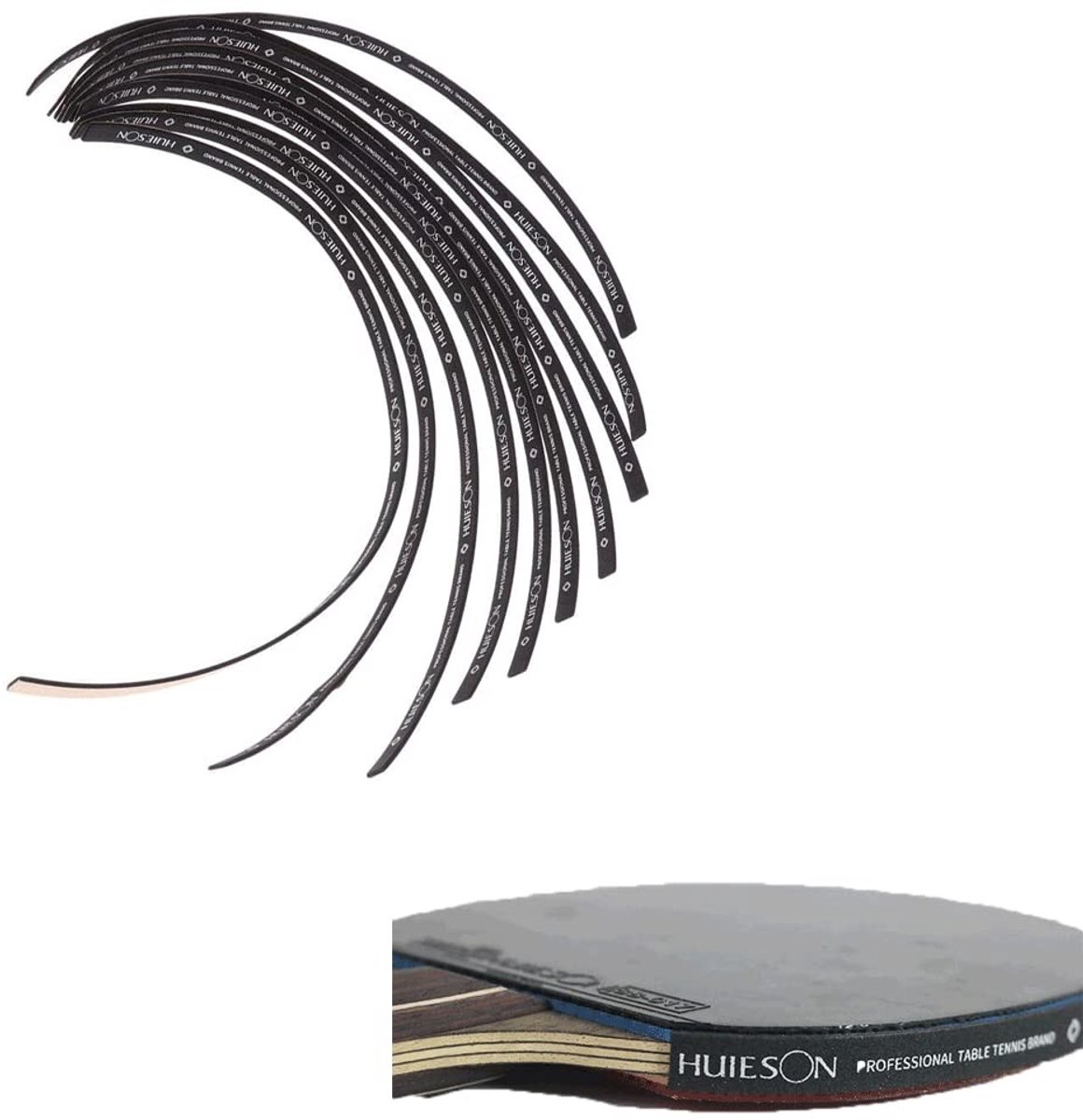 Solidchoice- Zij-tape 10 Stuks - Rubber/Schuimrubber - Bescherming Peddelblad - Tafeltennis/Ping Pong - 45 cm x 1 cm - Duurzaam/Ademend - Peddelband
