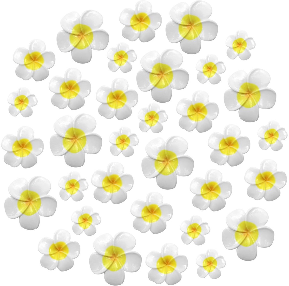 Solidchoice- Plumeria Bloem 50 Stuks - Kunstmatige Bloemen - Nepbloemen voor Buiten - Frangipani Bloemen - Duurzaam en Realistisch - Geschikt voor Bruiloften en Feesten - Kunstbloemen