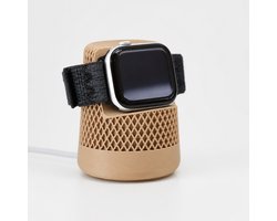 Skushy Apple Watch Oplaadstandaard HomePod Design - Apple Watch Houder - Laadstation - Nachtkastje Dock - Bureau Docking Station - Oplaadhouder - Kabel Organizer - Magnetische Oplader Houder - Smartwatch Stand - Latte
