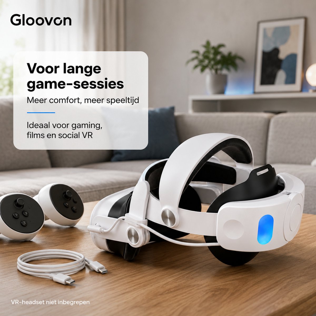 Gloovon Elite Strap voor Meta Quest 3 - Met 10000mAh Accu & Zacht Memory Foam thumbnail 6