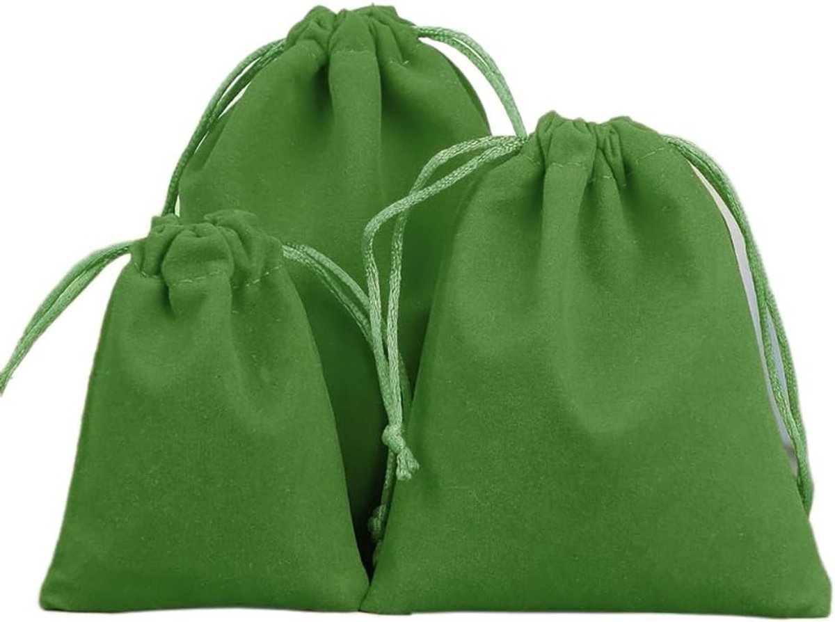 Set van 12 Fluwelen Sieradenzakjes, Kleine Trekkoord Tassen voor Sieraden, Cadeauverpakking, Bruiloft, Kerst, Verjaardag en Feestjes, 5 x 7 Inch
