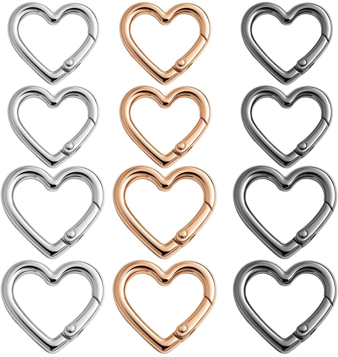 Dailygoods - Set van 12 Hartvormige Karabijnhaken voor Sleutelhangers en Accessoires