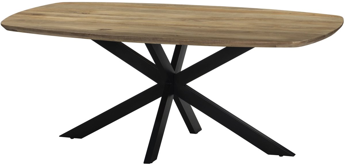 Eettafel deens ovaal mangohout 200cm Jordan lichtbruin ovale tafel duurzaam mango eetkamertafel