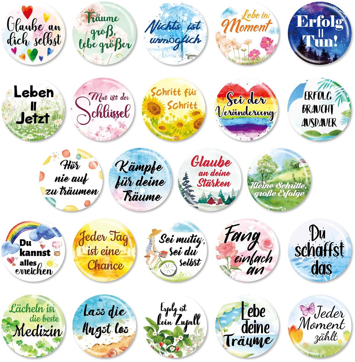 Dailygoods - 24 Stuks Kleurrijke Magnetische Koelkastmagneten met Inspirerende Spreuken