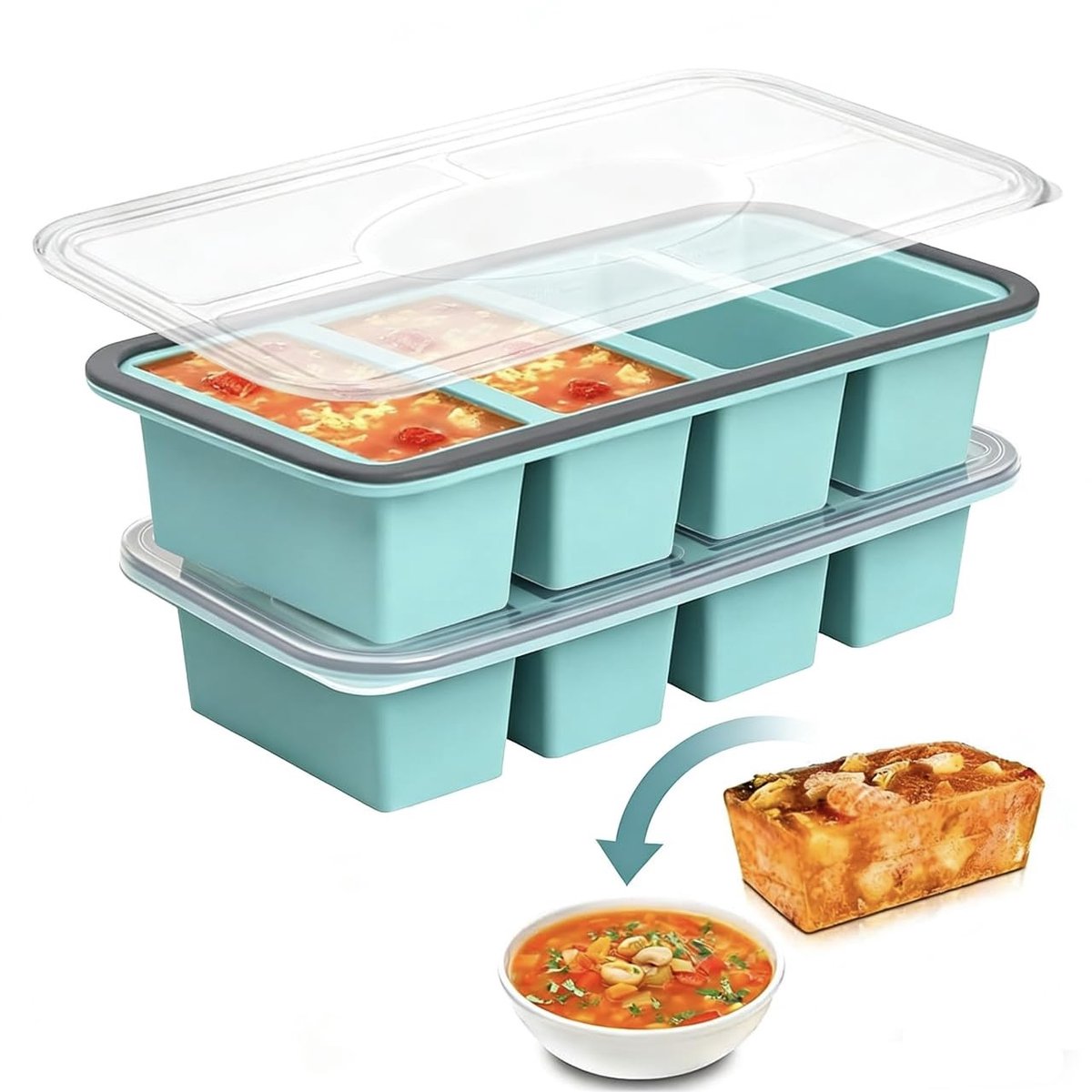 Dailygoods- Siliconen Vriesvorm - 2 Stuks - 4 Gaten - 250 ml - BPA-vrij - IJsblokjesvorm - Soep/Bouillonhouder