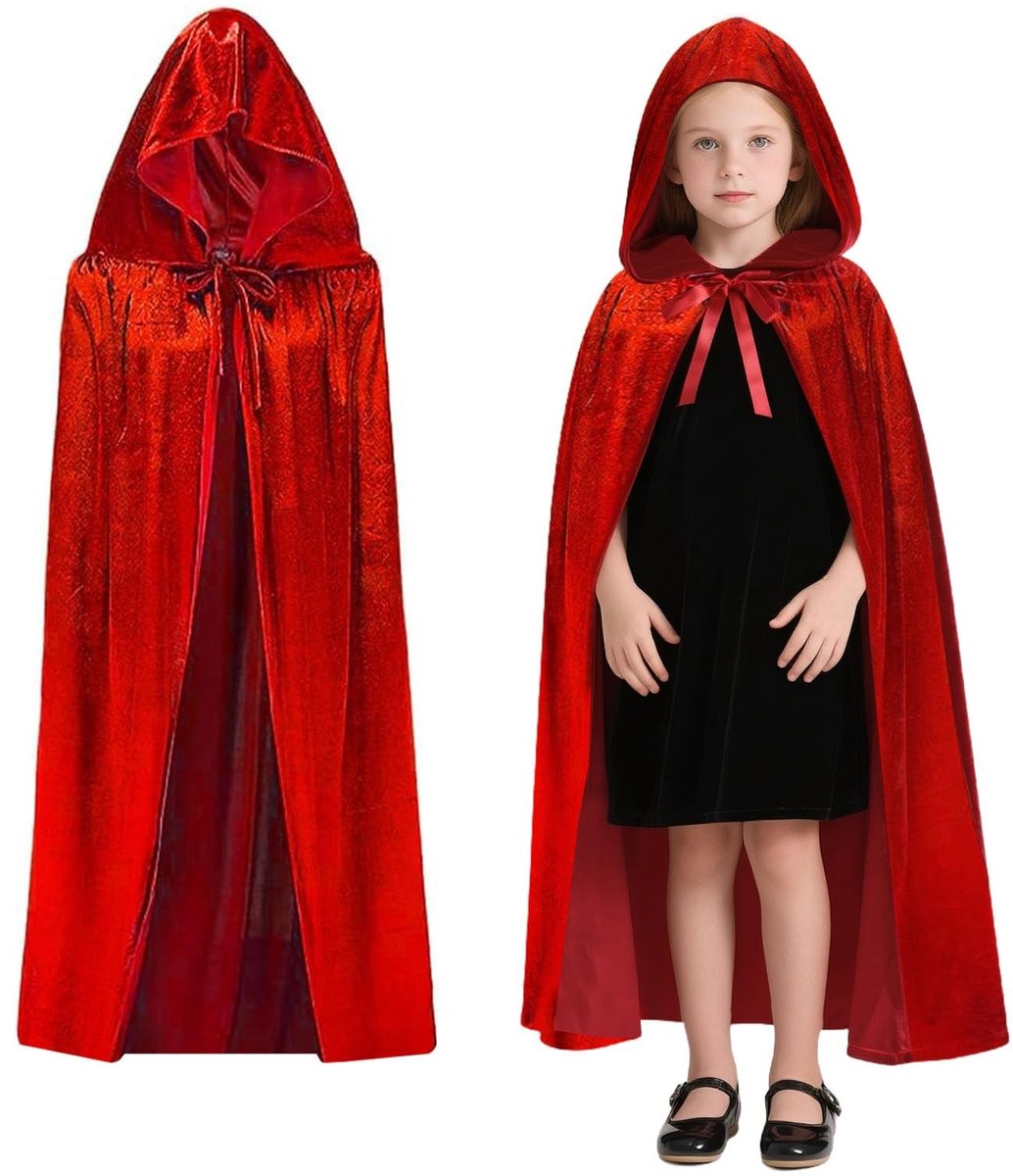 Dailygoods- Vampier Mantel Dubbelzijdig - Halloween Cape - Kostuum Volwassenen - Kostuum Kinderen - Maat XS t/m XL - Hoogte 90-180 cm