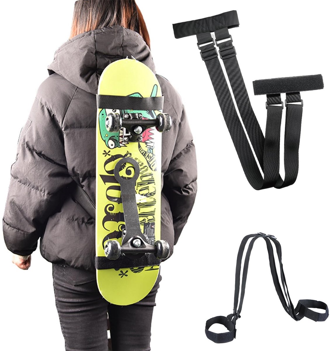 Dailygoods - Skateboard schouderdrager - Verstelbare skateboardtas en rugzak voor reizigers