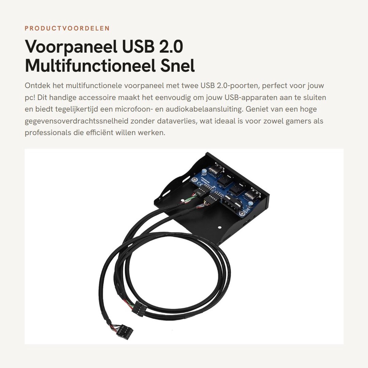 Dailygoods - Voorpaneel USB 2.0 - Multifunctioneel - Snel gegevensoverdracht - 3,5 inch formaat - HD-audio en microfoonaansluiting - Geschikt voor pc'...