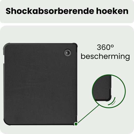 Hoes Geschikt voor Kobo Libra H2O Hoesje Bookcase Cover Hoes - Hoesje Geschikt voor Kobo Libra H2O Hoes Cover Case - Zwart — afbeelding 5