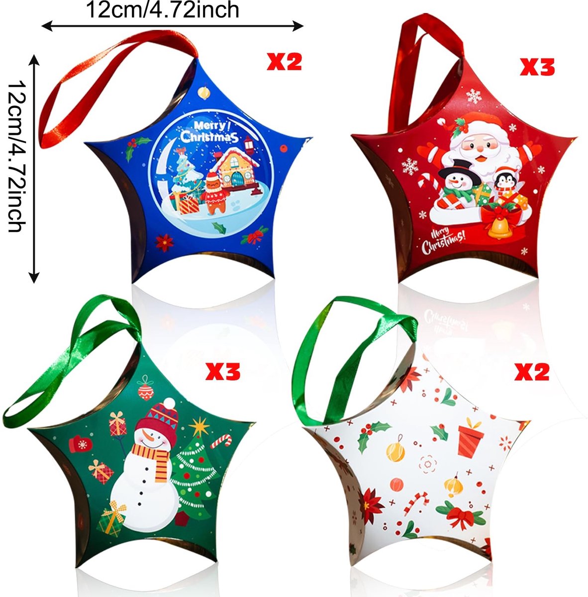 Dailygoods- Kerstgeschenkdozen 10 stuks - Cadeauverpakking - Chocoladedozen - Geschenkdozen - Duurzaam papier - Stervormig ontwerp