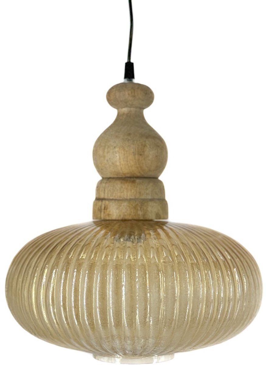 Hanglamp hout met glas