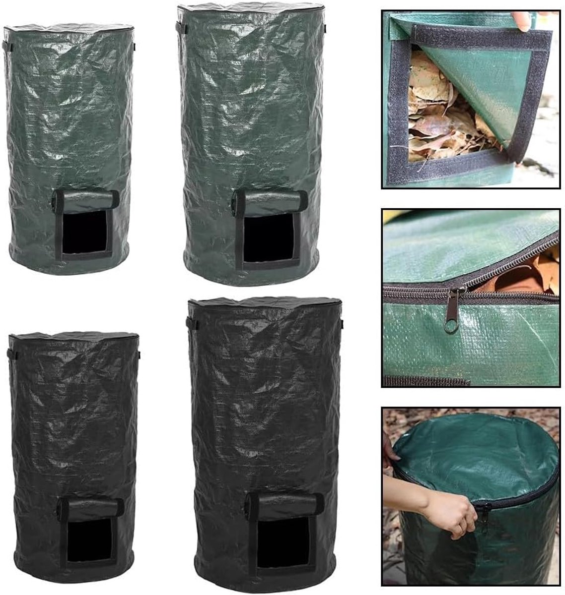 Compostbak - Tuinafvalzak - Composteren Buiten - Transparant Deksel - 45 x 80 cm - Groen