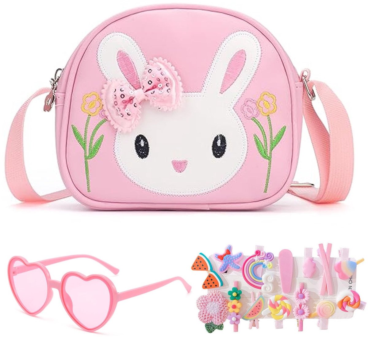 Dailygoods- Konijnentas voor Meisjes - Schoudertas - Handtas - Mini-Handtas - Konijnenportemonnee - PU-Leer - Verstelbare Schouderriem