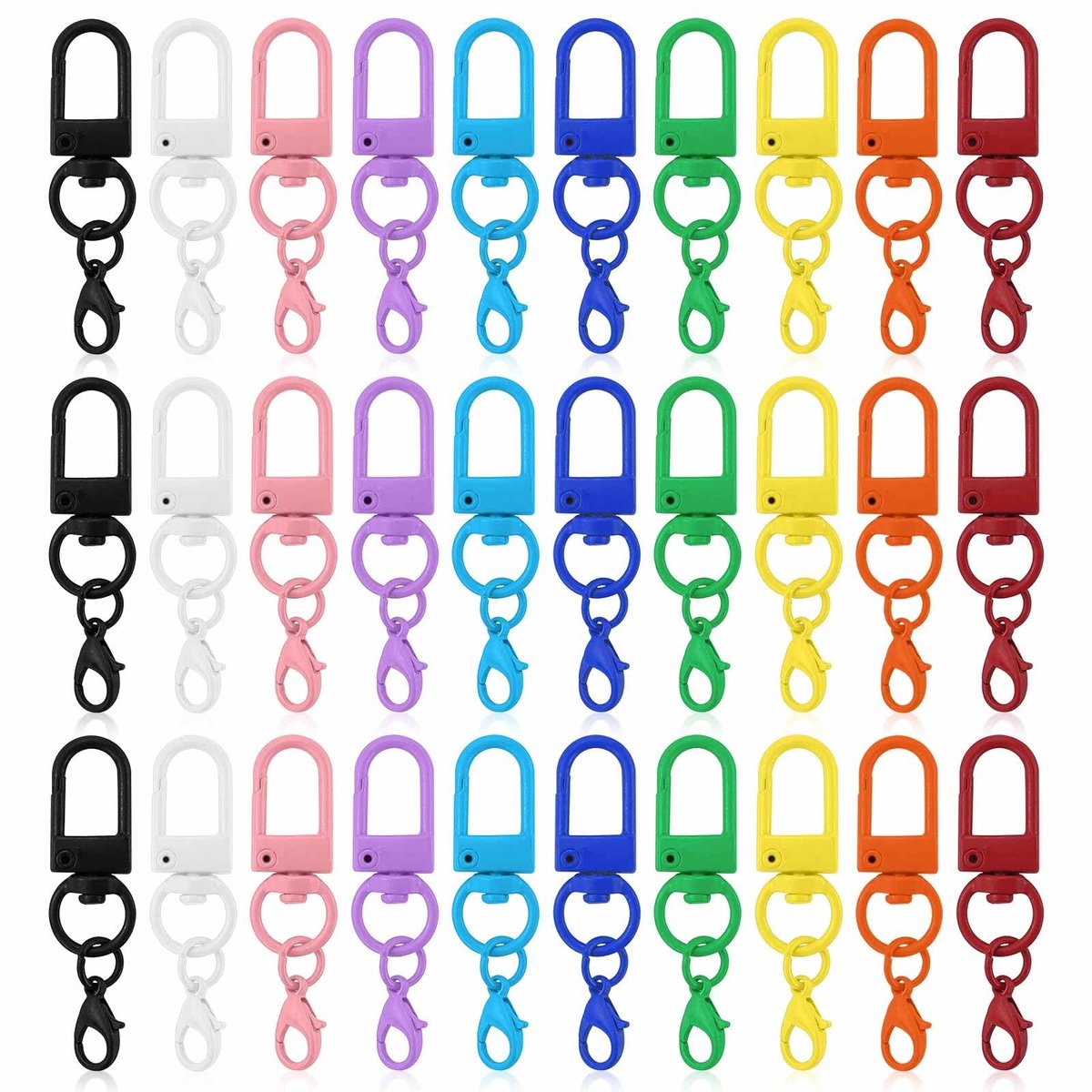 Dailygoods- Sleutelhanger 30 stuks - Karabijnhaak - Sleutelringen - Doe-het-zelf accessoires - Lichtgewicht - Duurzaam metaal - Afmetingen 4,7 x 1,3 cm - Sleutelring