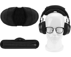Dailygoods - Geekria set hoofdbandhoes en pad met klittenband (past op hoofdbanden van 2,5–3,5 cm), compatibel met Bose QC 45, QC 35 II, Beats Studio Pro, Sony WH-1000XM6, 1000XM5, ATH-M50x (Velours/Zwart)