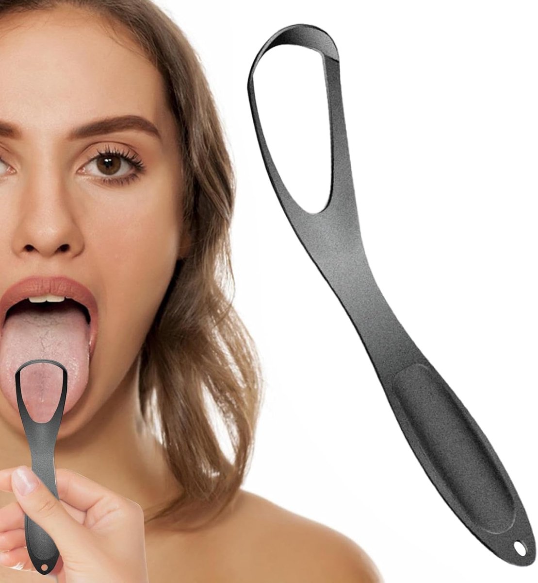 Reistongschraper - Ademverfrisser - Mondhygiëne - Ergonomisch Handvat - 145 cm - Zilver