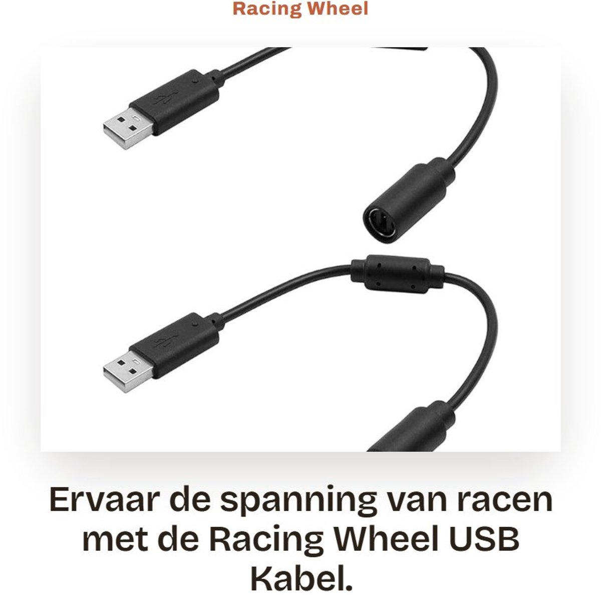Dailygoods - Racing Wheel USB Kabel - Ideaal voor Gamers - 22 cm Lengte - Verbreekbare Kabel - Voor een Indrukwekkende Racervaring - Geschikt voor PC...