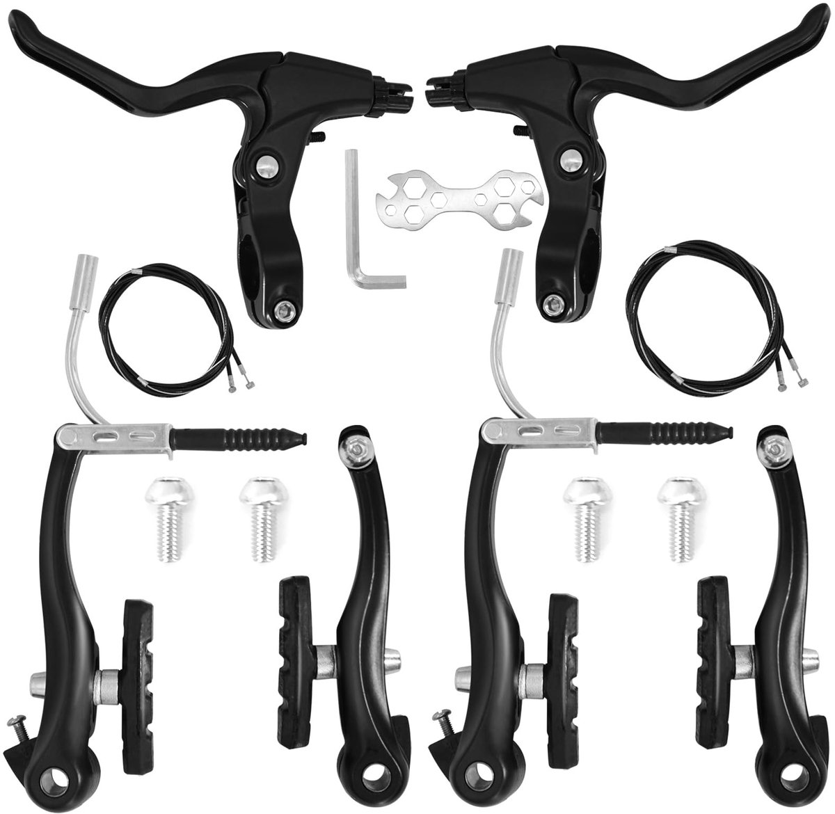 Dailygoods- Fietsrem Set - V-rem Aluminium - Remkabel - Remhendel - Remblokken - Universeel voor Mountainbike/Stadsfiets - Remset