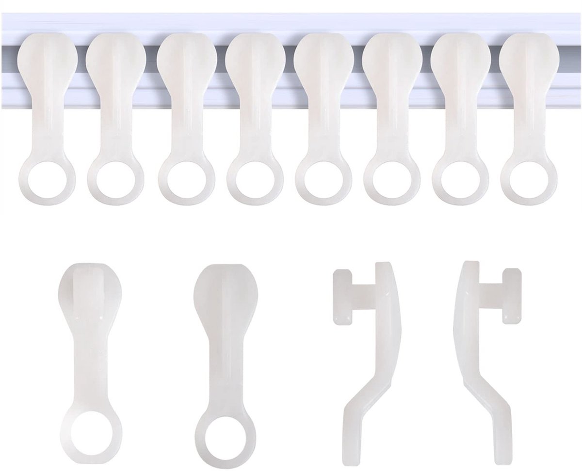 Dailygoods- Gordijnhaak Sterk en Stabiel - Gordijnhaken Kunststof - Gordijnhaakjes 100 Stuks - Gordijnhouder - Gordijnhaak voor Zware Gordijnen - Lengte 2,7 cm, Breedte 0,9 cm