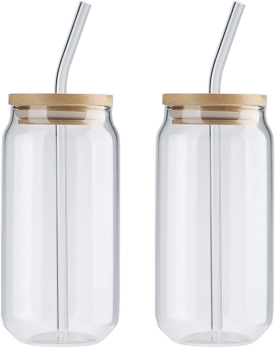 Dailygoods- Bierglazen 580 Ml - Blikvormige Glazen - Drinkglazen 2 Stuks - Ideaal voor Cocktails - Ijskoffieglazen - Hoogbrososilicaatglas