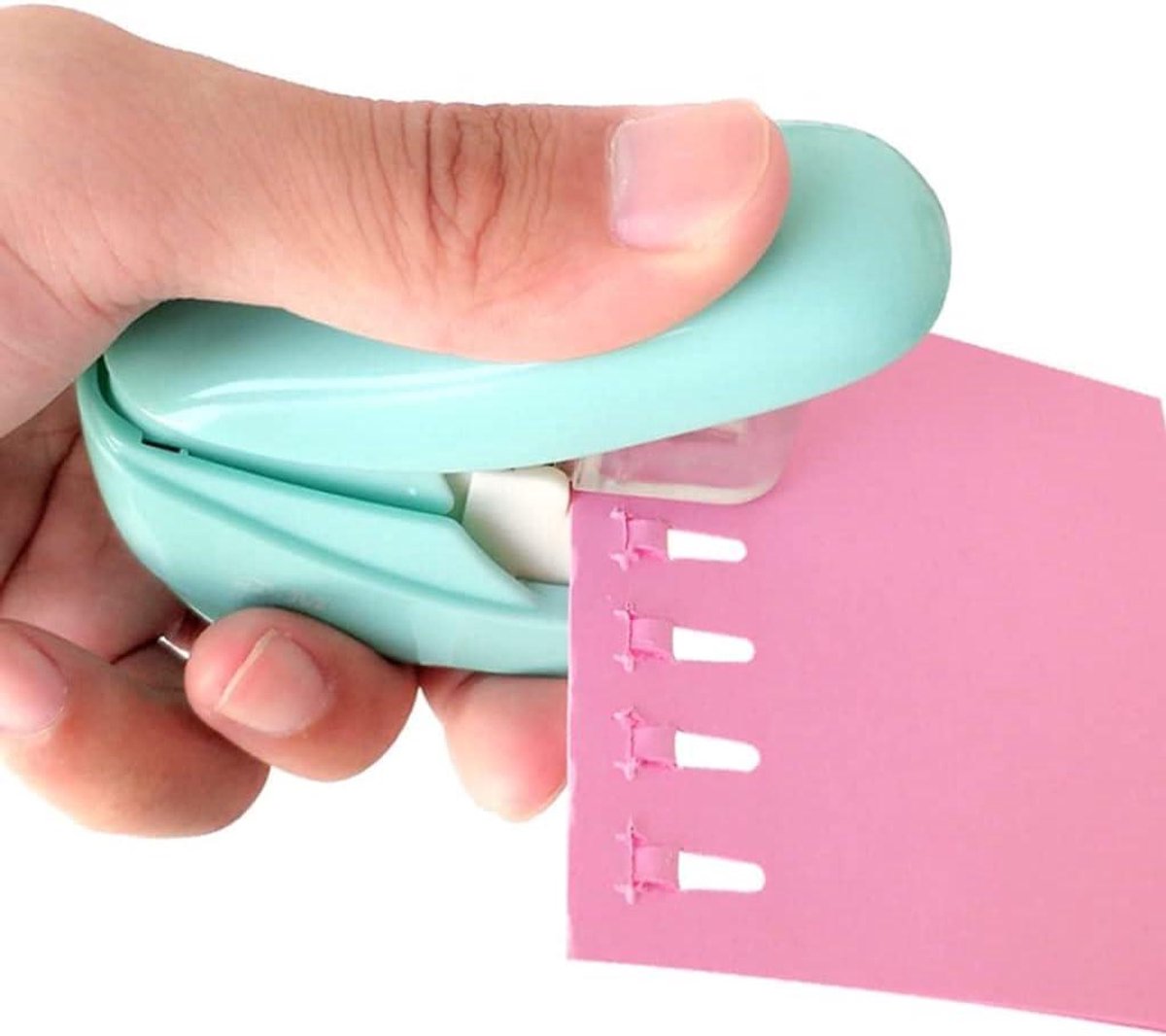 Nietmachine Handmatig - Papier Binder - Papier Binden - Zonder Nietjes - 5 Vel - Groen