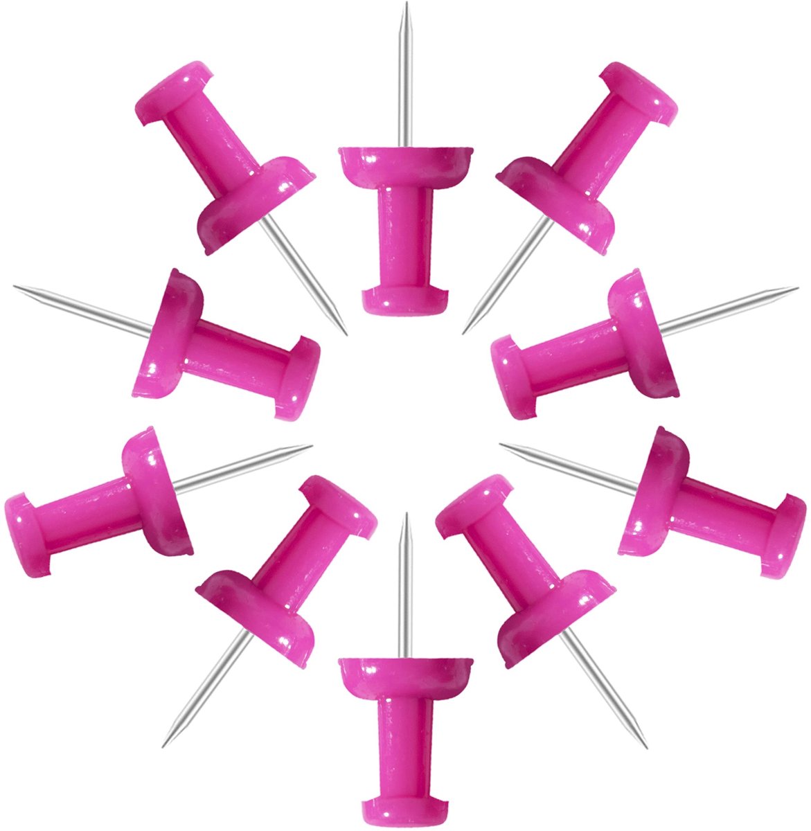 Dailygoods- Duimspijkers 120 Stuks - Punaises Hot Pink - Pushpins 1 Inch - Plastic Hoofd - Stalen Punt - Voor Kantoor en School