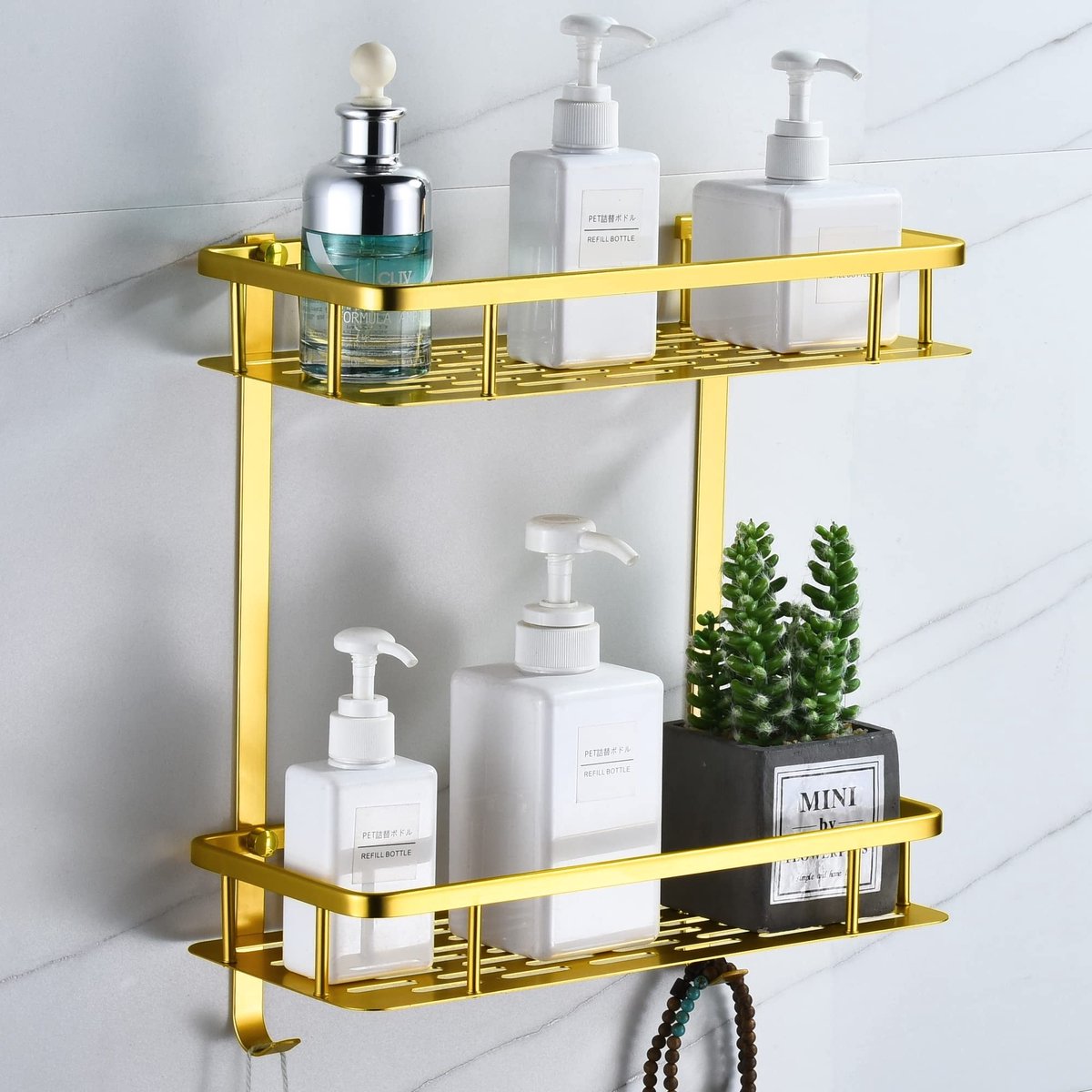 Dailygoods- Doucheplank Goud - Badkamerplank Zonder Boren - Wandmontage - Ruimtebesparend - Aluminium - Waterdicht - Eenvoudige Installatie
