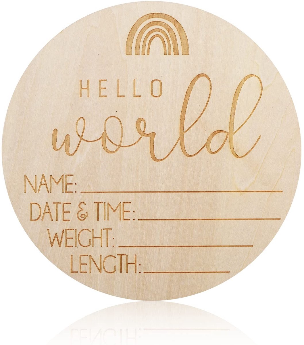 Dailygoods- Aankondiging Teken Houten - Welkomstbord Bruiloft - Baby Teken - Foto Prop - 15 cm Diameter - Duurzaam Hout