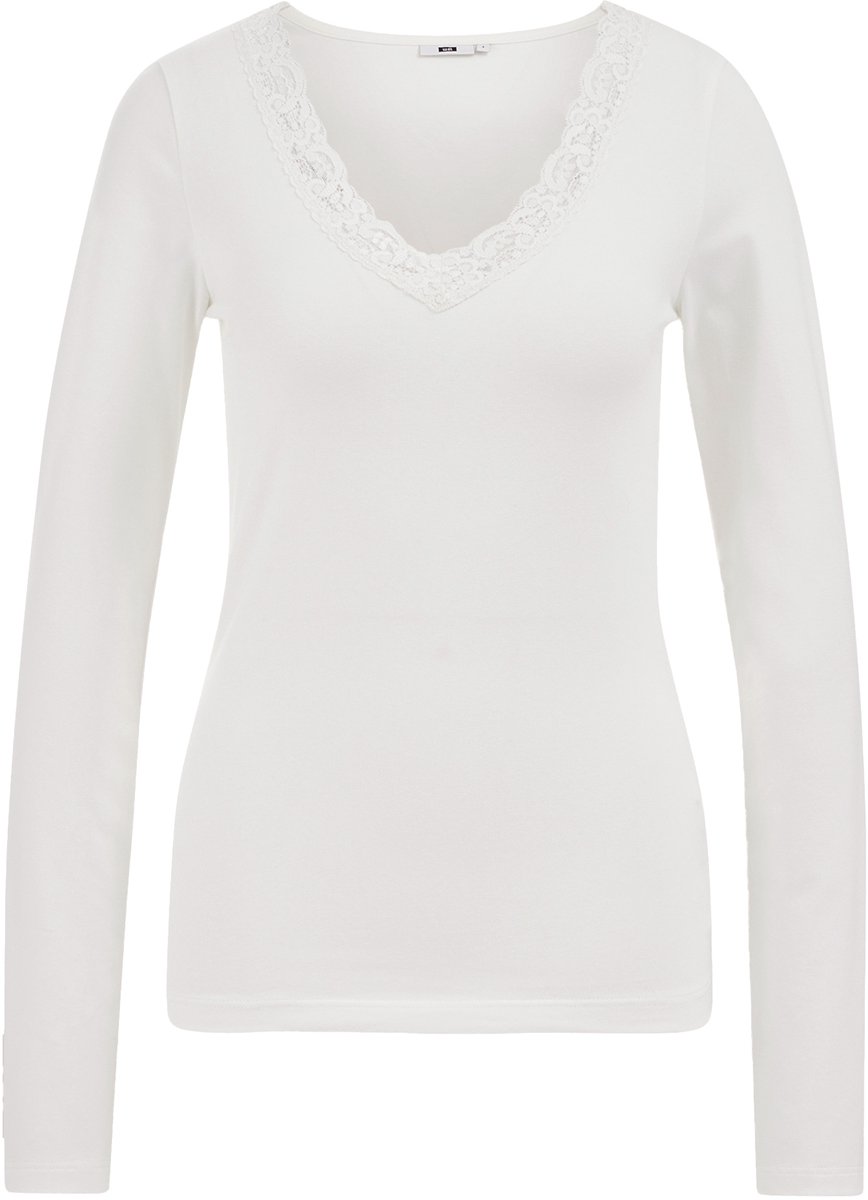 WE Fashion Dames jersey T-shirt met kant
