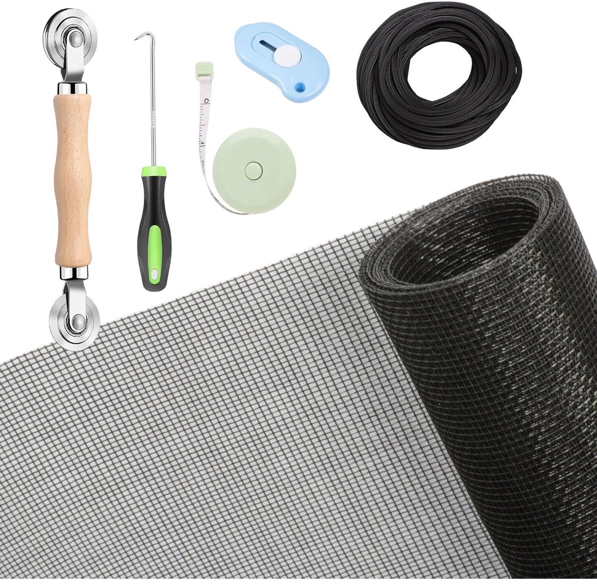Hor Reparatie Tape - Muggengaas Plakband - TENZHVXI® - Insectenwerende middelen - Glasvezel - Eenvoudig aan te brengen - Hittebestendig - Waterdicht - Wordt geleverd met 5 stuks - 1,2 m x 3 m - Zwart