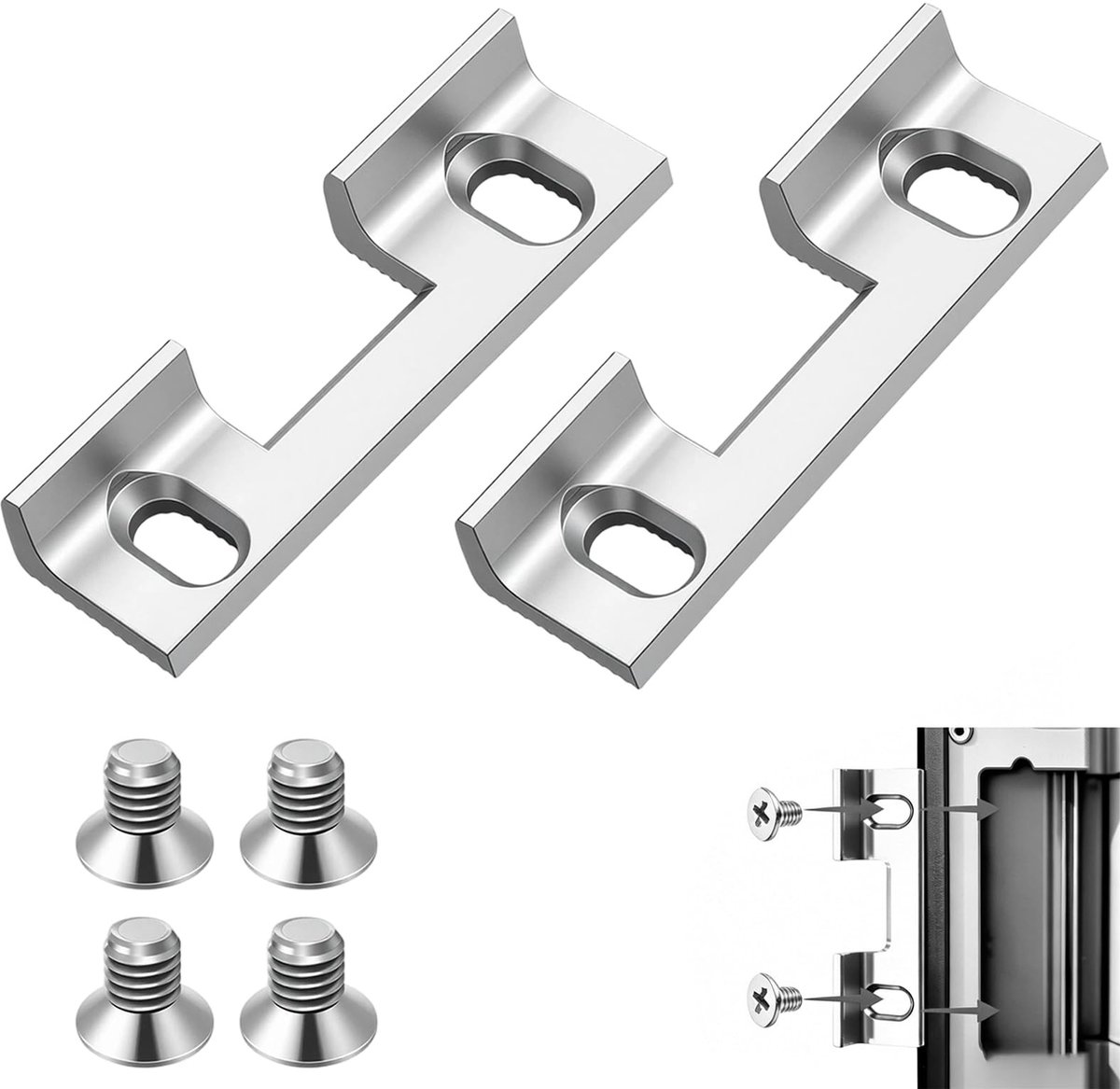 Dailygoods- Sluitplaat Verstelbaar - Sluitplaat Huisdeur - Sluitplaat Bevestigingsset - Sluitplaat Metalen Deurbekleding - 2 Stuks - 46 x 14,4 x 9 mm