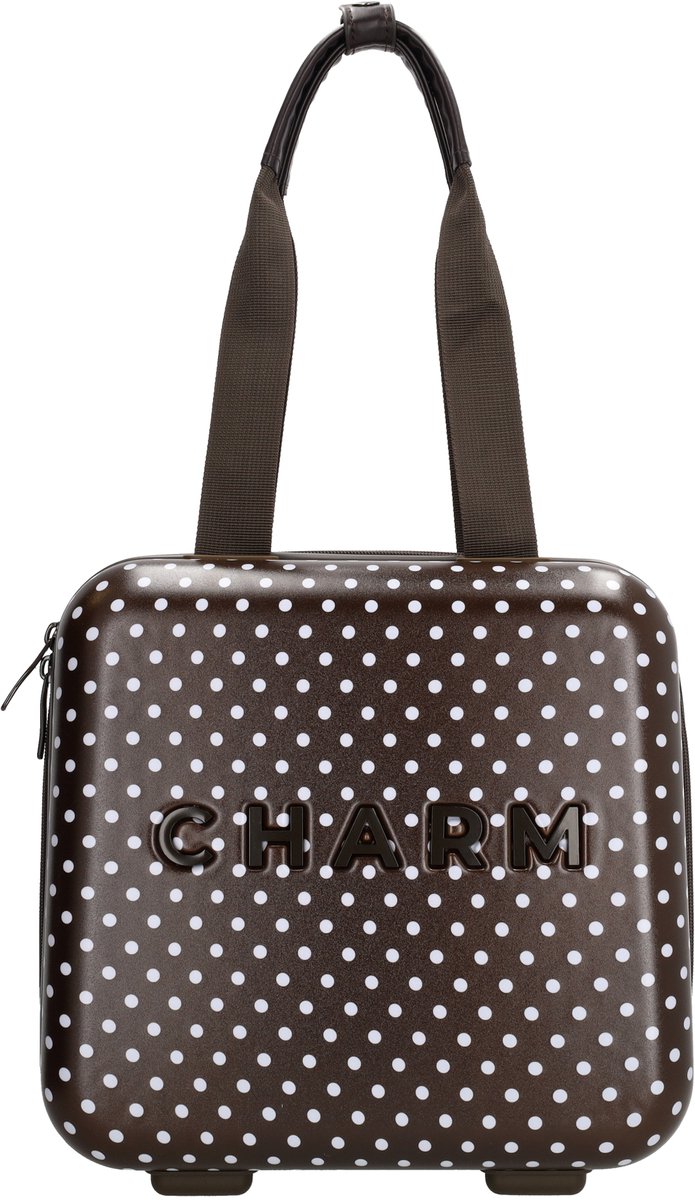 Charm London Capetown Beautycase - Travel - Koffer - Toiletspullen - Dots wit-donkerbruin